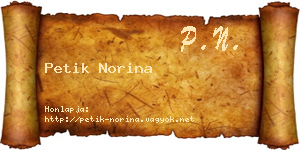 Petik Norina névjegykártya